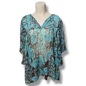 UNBRANDED flowy sheer embroidered tunic. M/L